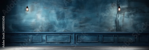 Dark Blue Venetian Decorative Plaster Wall, Banner Image For Website, Background abstract , Desktop Wallpaper