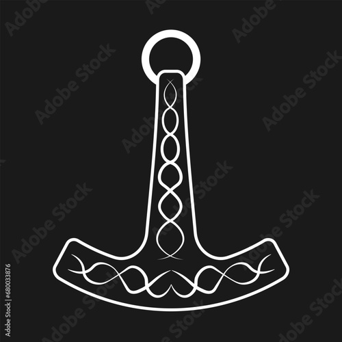 Hammer of ukko silhouette. Ukon vasara and kirves. Kalevala finnish mythology.