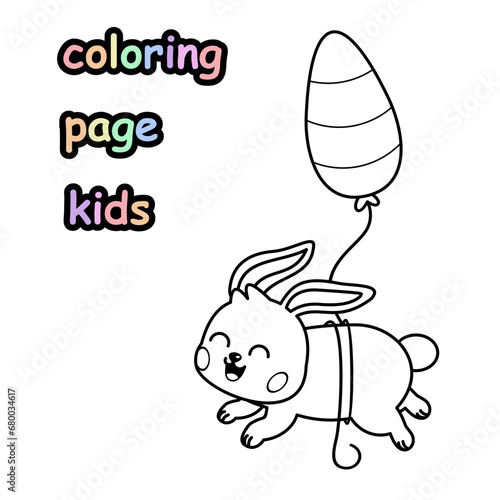 flying rabbit coloring book with carrot balloons
