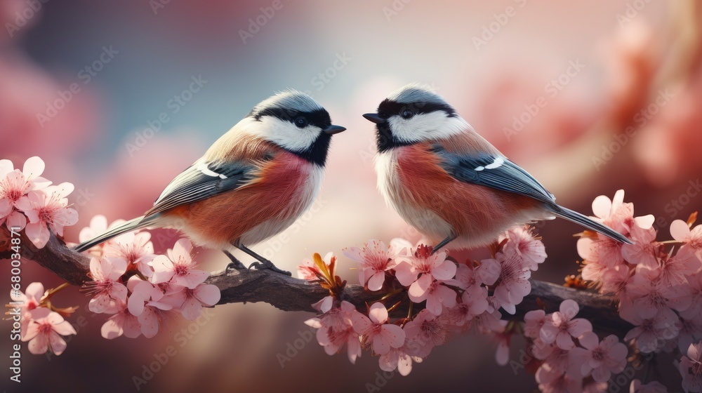 Bird Tit Flutters Sunny Spring Garden, HD, Background Wallpaper, Desktop Wallpaper