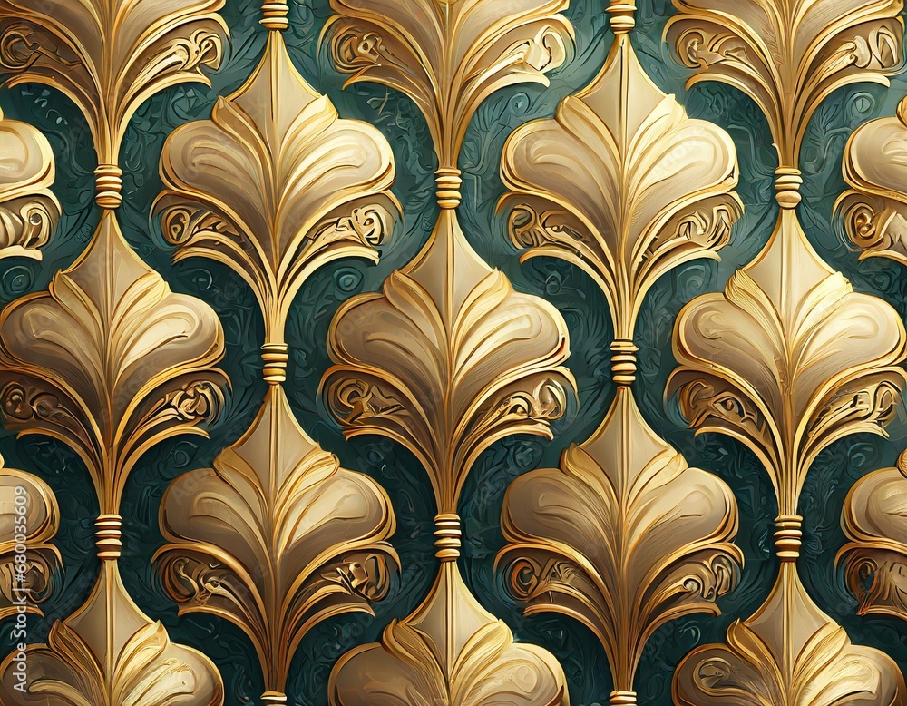 Baroque Seamless Pattern with Golden Leaves Baroque Seamless Pattern with Golden Leaves