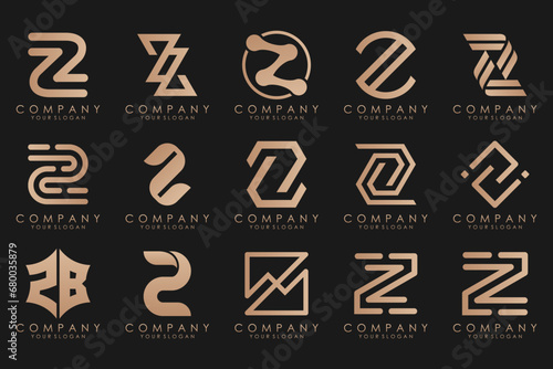 Set of abstract letter z logo design. icons for business of luxury elegant  simple with gold color