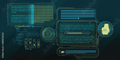 Exploration interface by sci-fi infographics.