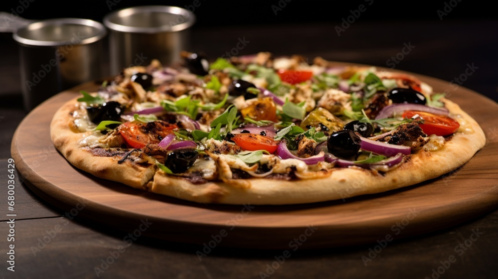 Mediterranean Chicken and Olive Tapenade Pizza, showcasing the briny goodness of olive tapenade