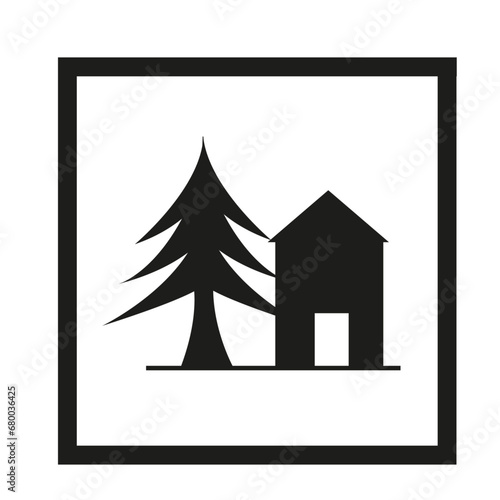 Panneau carré avec idéogramme indiquant une auberge de jeunesse