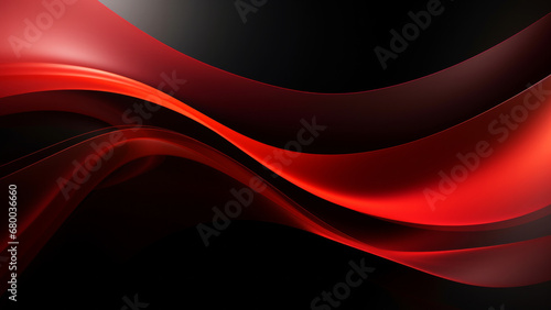 Abstract transparent red and black waves design with smooth curves and soft shadows on clean modern background. Fluid gradient motion of dynamic lines on minimal backdrop