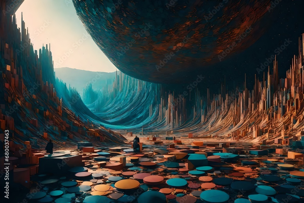 spaceship and planet