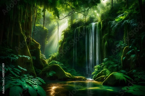 Obraz na płótnie waterfall in the jungle w salonie