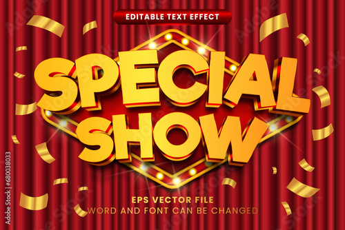 Special show 3d editable vector text effect. Retro vintage typography text style
