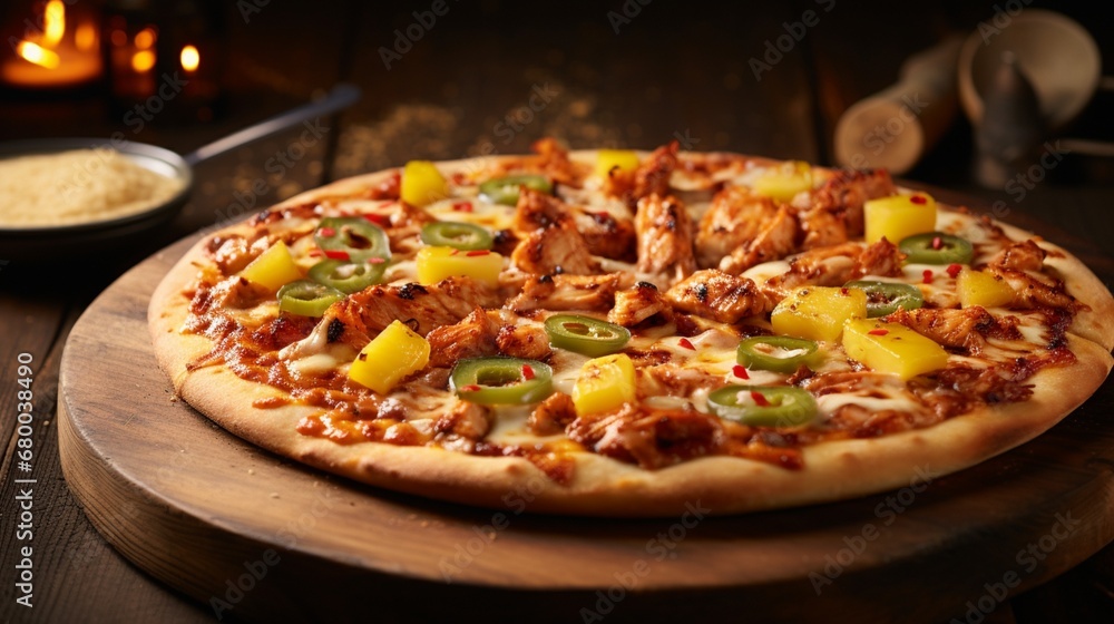 Sizzling BBQ Chicken and Pineapple Jalap, Pizza, showcasing the perfect blend of sweet and heat