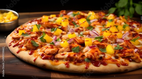 Spicy BBQ Chicken and Mango Tango Pizza, featuring the sweet and spicy dance of flavors