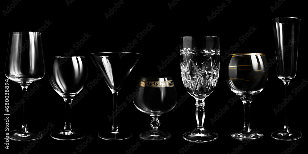 Clean wineglasses on black Clean wineglasses on black