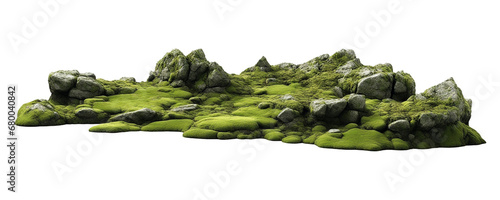 realistic nature large mossy rocks, a small mountain. stones with moss. isolated on transparent, PNG or white background. big overgrown stones for natural garden yard decoration.