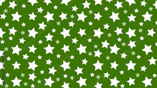 Green seamless pattern with white stars