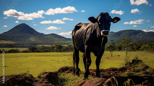 Photograph of a Nellore bull in a Brazilian pasture. photo