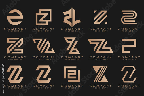 Set of abstract letter z logo design. icons for business of luxury elegant, simple with gold color