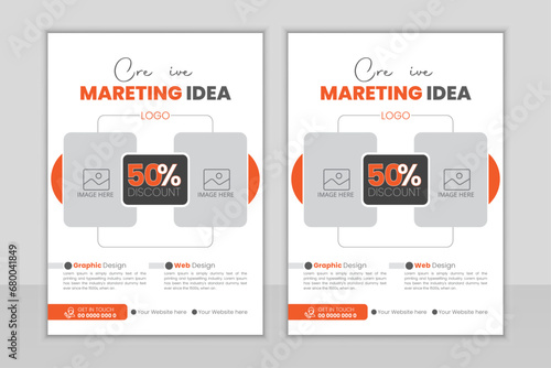 business flyer design template, modern brochure in a4 photo