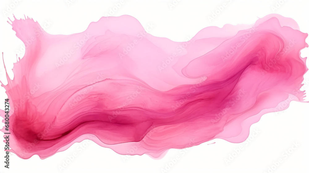 Pink brush stroke watercolor liquid isolated on white background