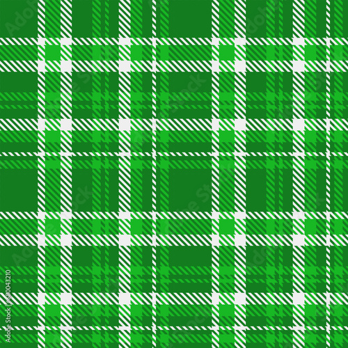 Green White Tartan Plaid Pattern Seamless. Check fabric texture for flannel shirt, skirt, blanket 