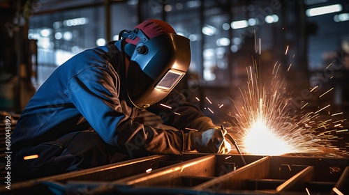 workers and welders who perform arc welding , generative ai © myAstock