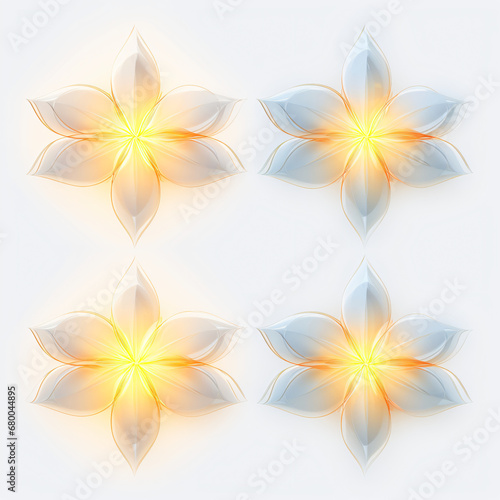 Png Set Abstract holographic flower with symmetrical