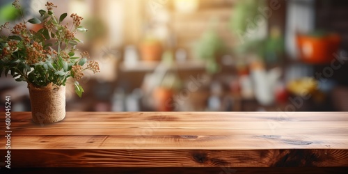 Vibrant Houseplants Bask on a Rustic Wooden Table, generative ai