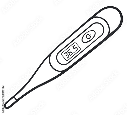 medical thermometer black contour drawing