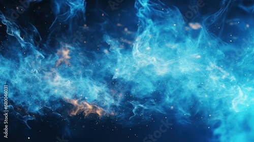 Abstract industrial background with swirling blue fire-like particles in motion