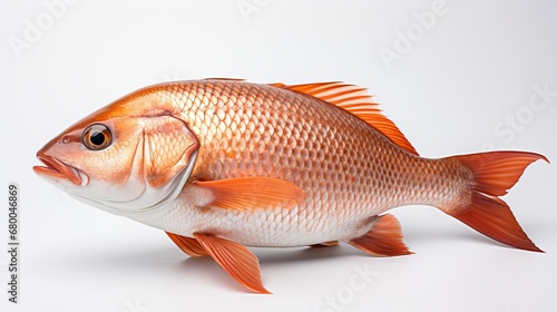 A Lone Goldfish Gleams Against a Pristine White Background, generative ai