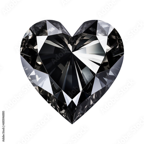 black crystal diamond heart isolated on transparent background transparency 