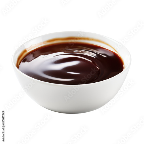 Bowl of balsamic glaze isolated on transparent background,transparency 
