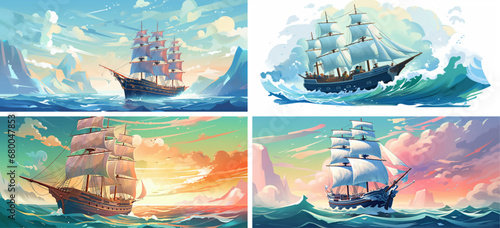 sea sail ship boat ocean sailboat illustration travel water old art vector nautical pirate cruise vessel  photo