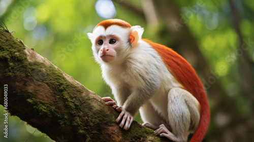 Red and white monkey with long tail found in Madaba s