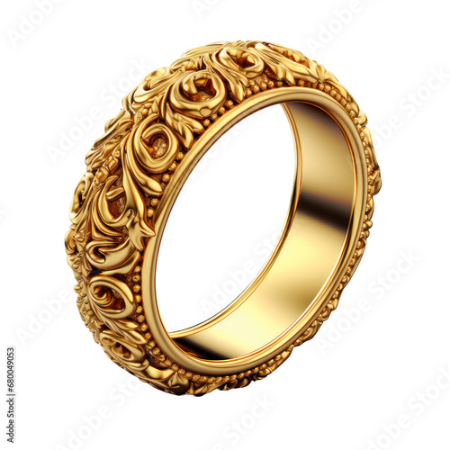 Golden ring isolated on transparent background,transparency 