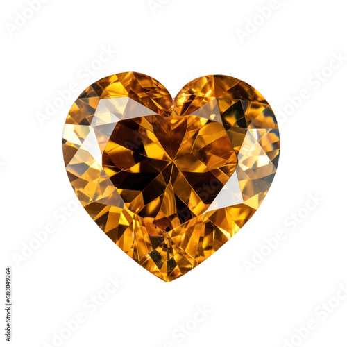 dark yellow heart diamond isolated on transparent background,transparency 