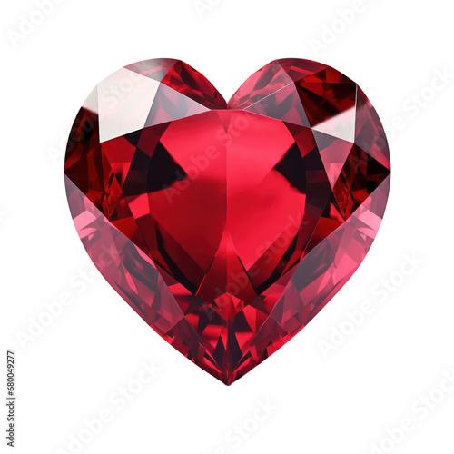 dark red heart diamond isolated on transparent background,transparency 