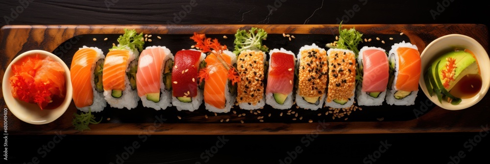 Artfully crafted sushi rolls Artfully crafted sushi rolls