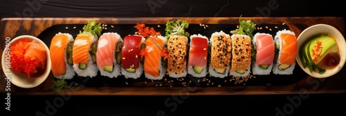 Artfully crafted sushi rolls