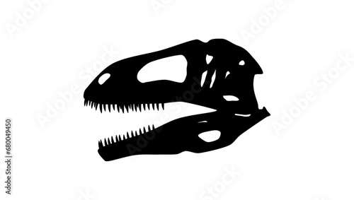 Tyrannosaurus skull, black isolated silhouette