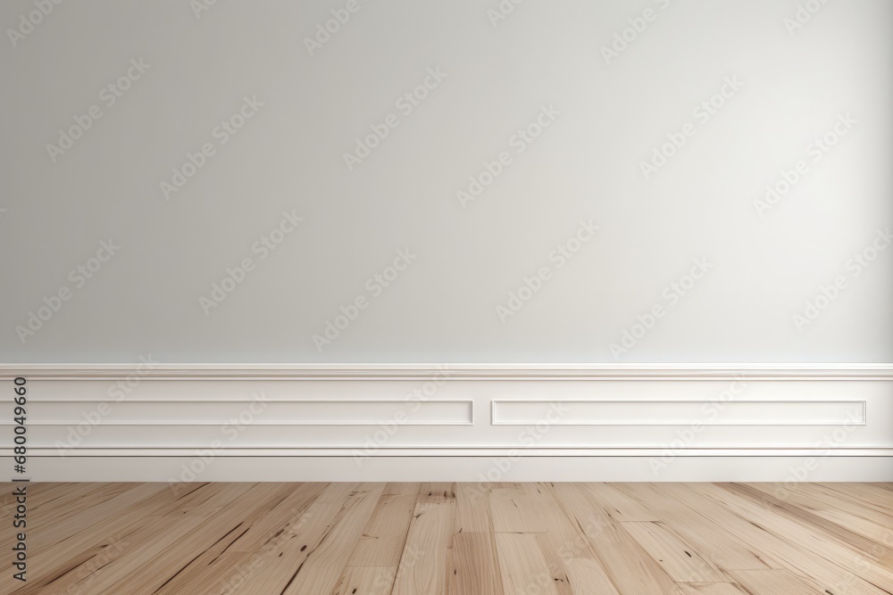 Airendered Skirting Board In House. Сoncept Home Renovation, Interior Design, Skirting Board Installation, Modern Home Décor - obrazy, fototapety, plakaty 