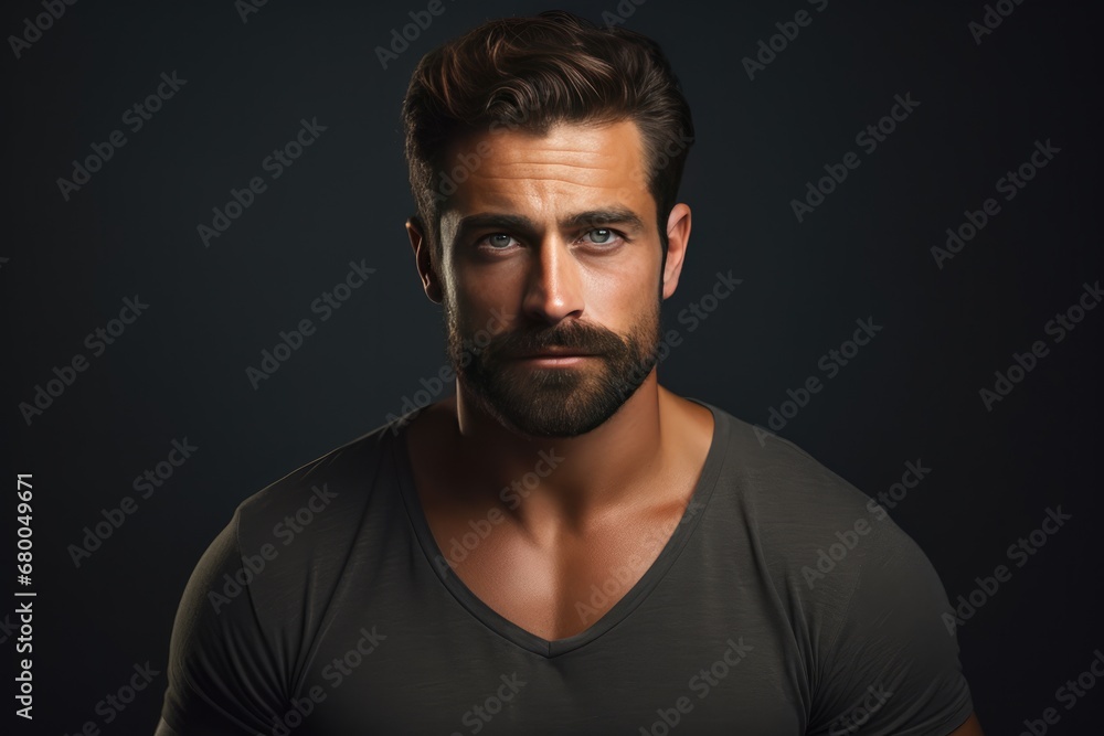 Attractive, Bearded Man In Good Shape Poses For Camera Attractive, Bearded Man In Good Shape Poses For Camera