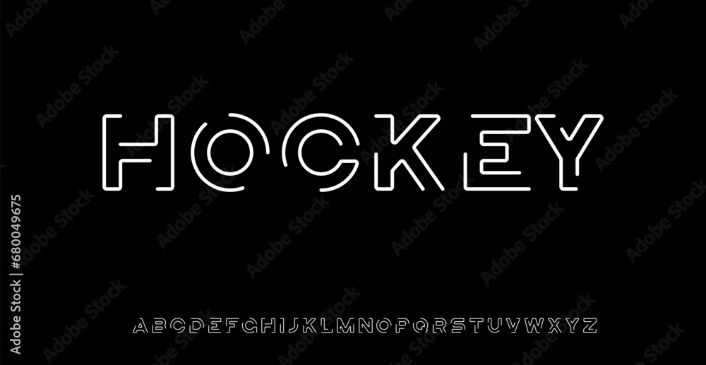 HOCKEY Abstract modern urban alphabet fonts. Typography sport, technology, fashion, digital, future creative logo font. vector illustration - obrazy, fototapety, plakaty 