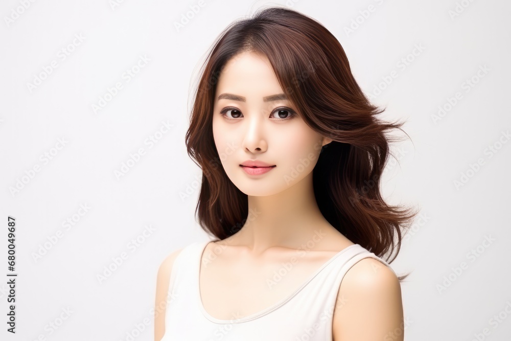 Beautiful Japanese Women Portrait On White Background Beautiful Japanese Women Portrait On White Background