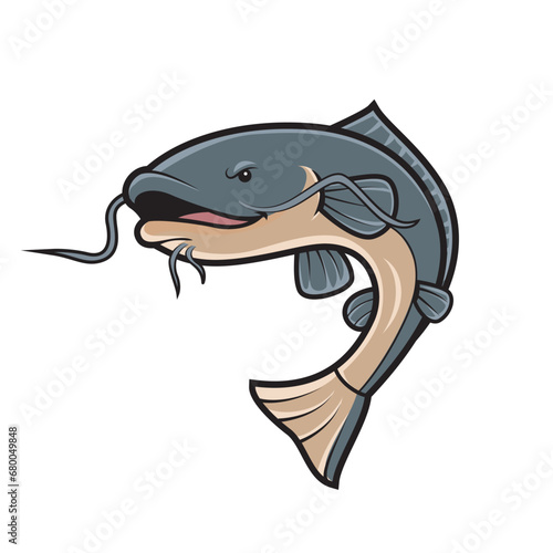 Illustration of cute cartoon catfish.