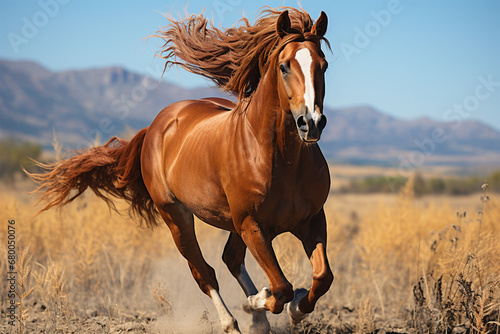 a horse running on the pasture © Angah