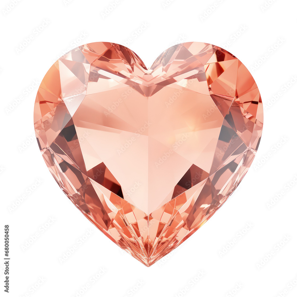 peach color of heart diamond isolated on transparent background,transparency 