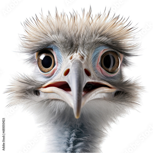 Curious Ostrich Face Isolated on Transparent or White Background, PNG © Custom Media