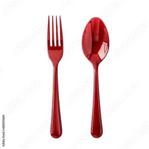 red cutlery isolated on transparent background,transparency 