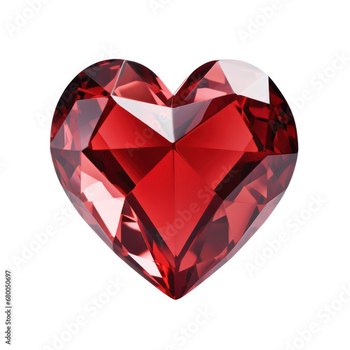 red heart diamond isolated on transparent background,transparency 