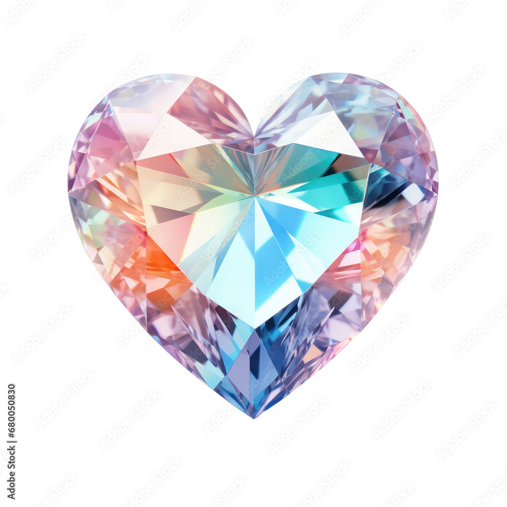 Rainbow heart diamond isolated on transparent background,transparency 